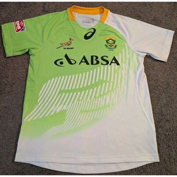 Asics 2014/15 South Africa Rugby Union Team Springboks Green Jersey Men's Large - Picture 1 of 6
